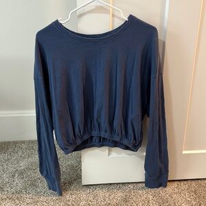 Elegant Midnight Blue Long Sleeve Top